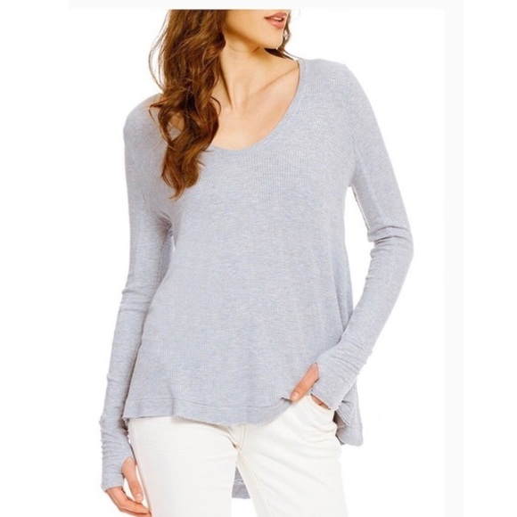 FREE People 'Malibu' Thermal Top in Gray - Picture 1 of 7